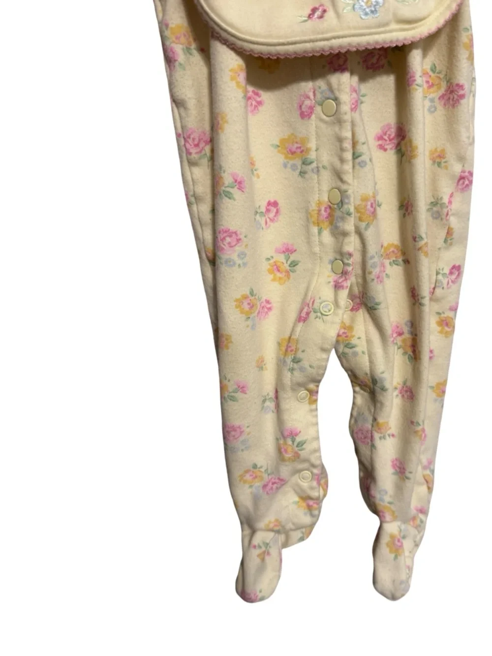 Just One Year Yellow Floral Snap Up Sleeper with Matching Bib Girls 9 M